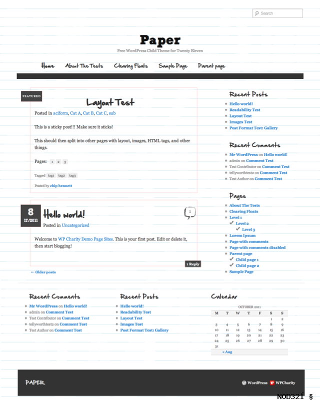 Paper Twenty Eleven Child Theme for WordPress